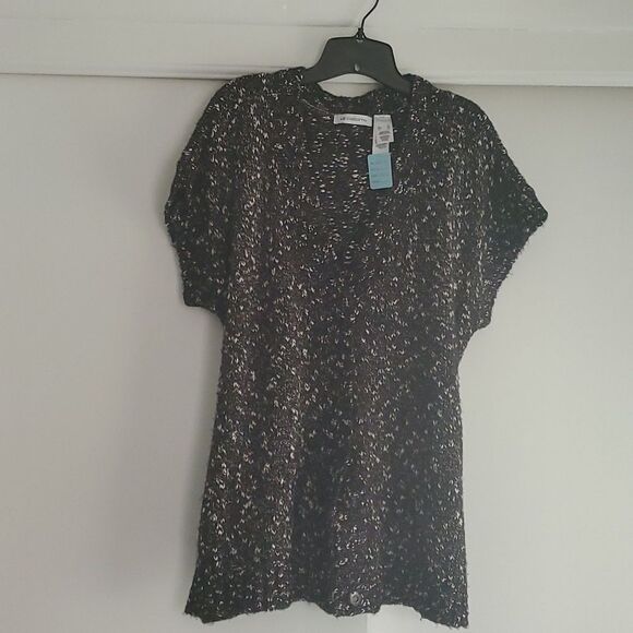 NEW XL Liz Claiborne spring fall sweater with or without belt. Black white - Picture 6 of 8